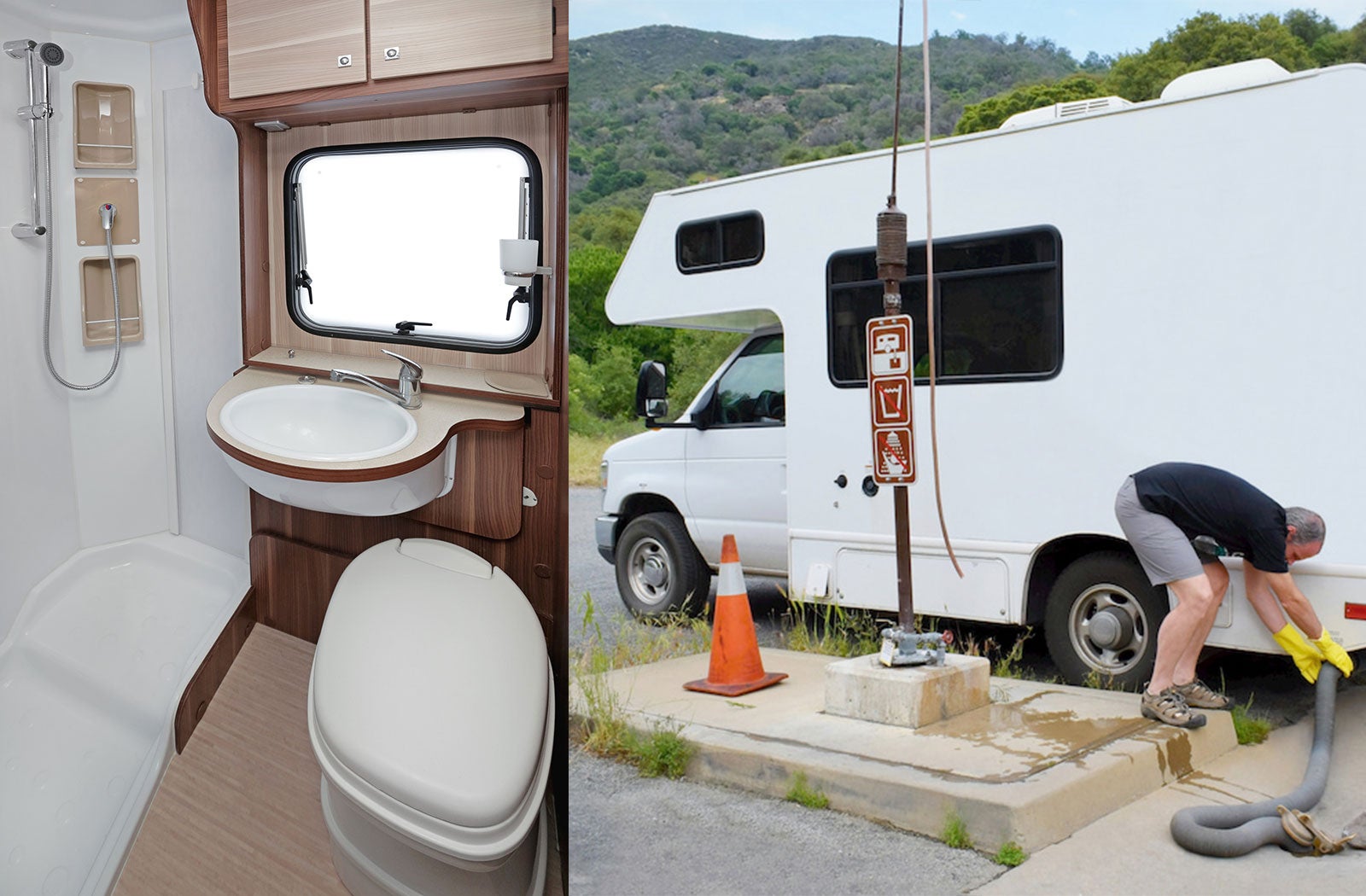 Portable RV/camper toilet and holding tank setup in Jacksonville, Arkansas