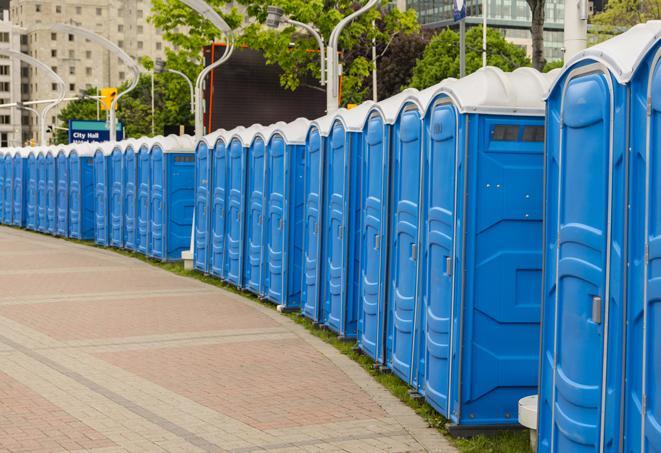 Seasonal porta potty units set up at a Jacksonville, Arkansas venue