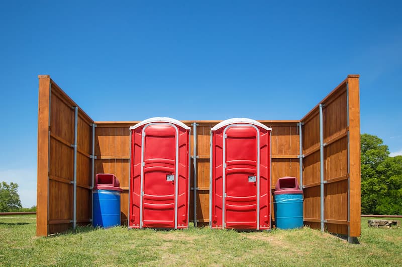 Short-term porta potty units staged for delivery in Jacksonville, Arkansas